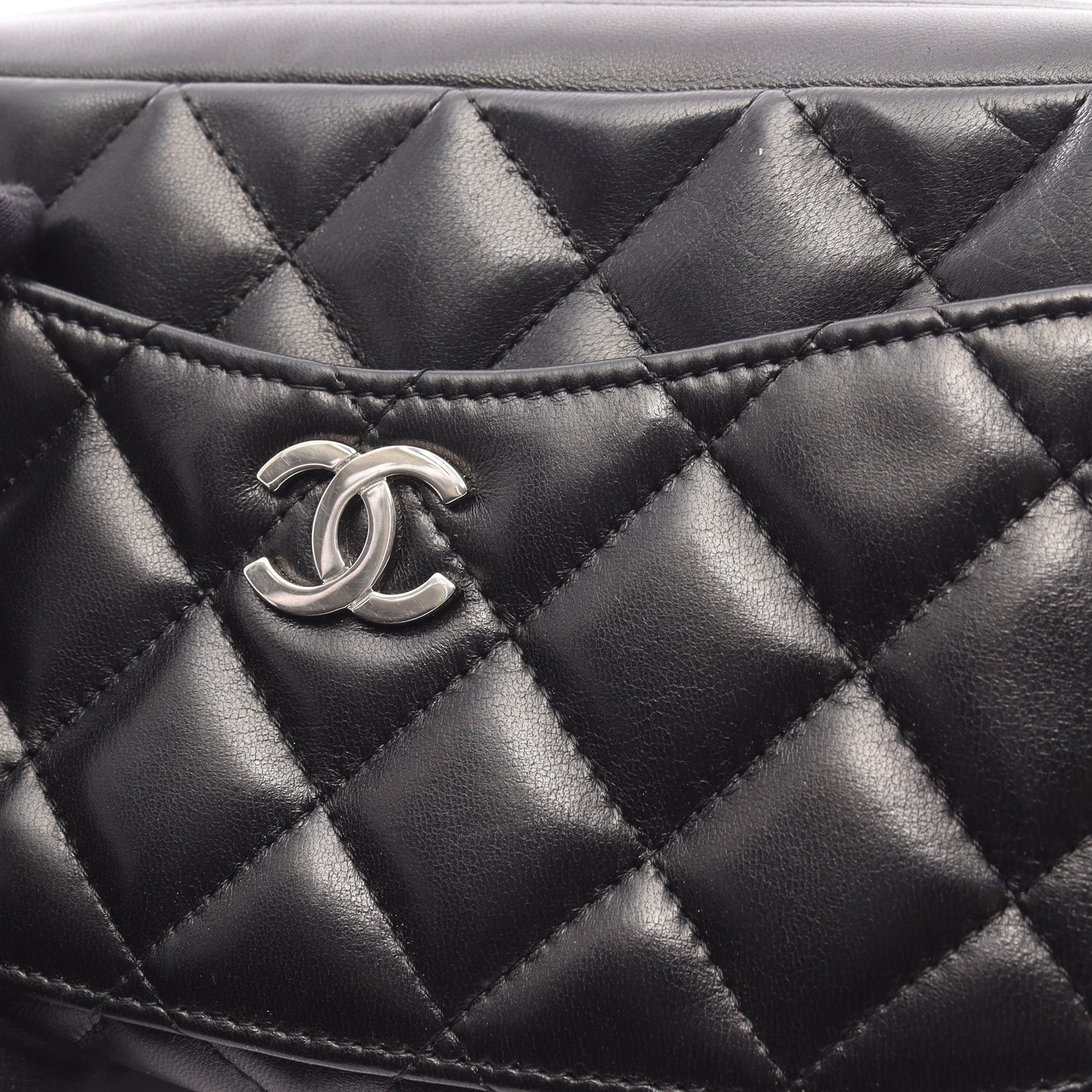 マトラッセ チェーンショルダーバッグ ラムスキン ブラック シルバー金具 シャネル バッグ CHANEL