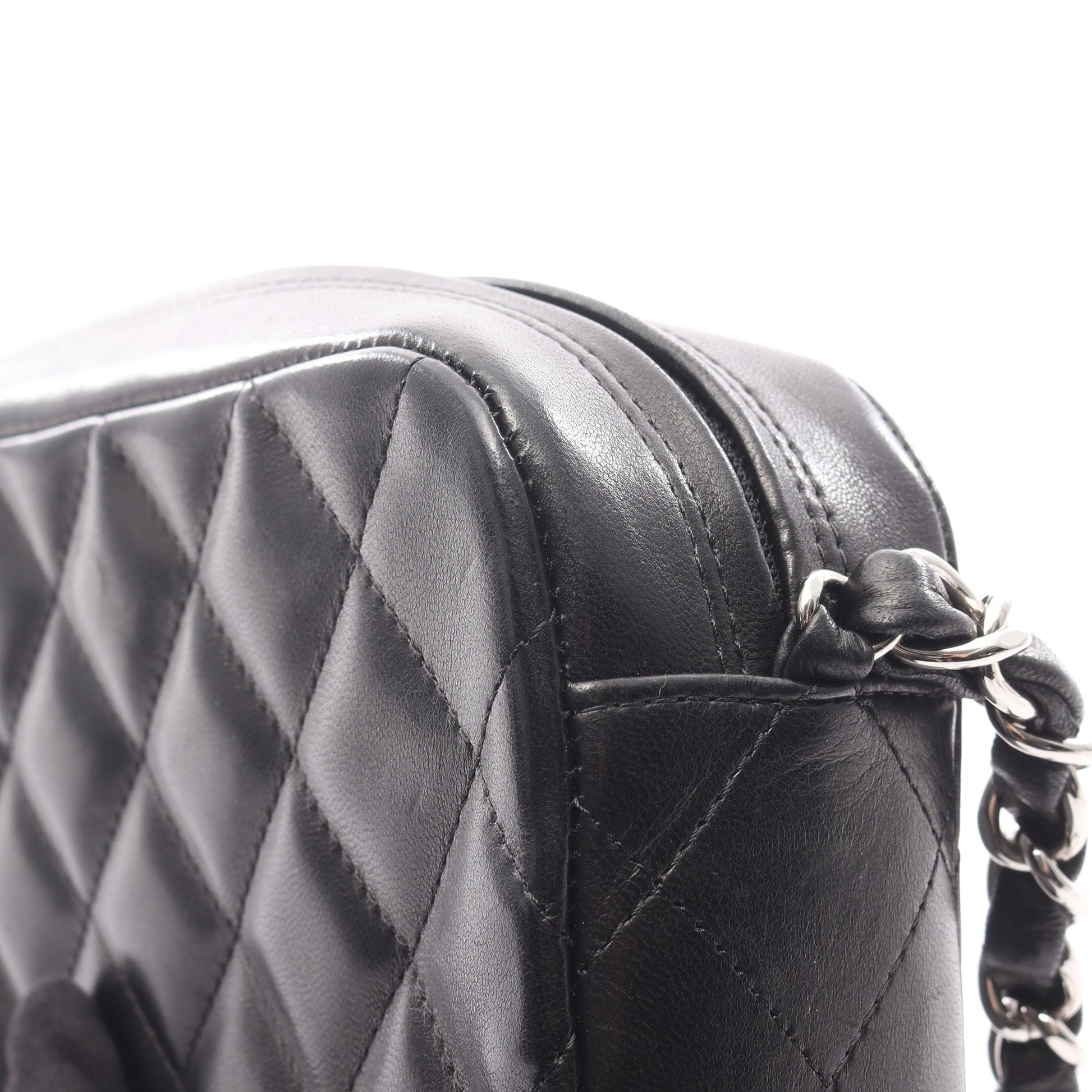 マトラッセ チェーンショルダーバッグ ラムスキン ブラック シルバー金具 シャネル バッグ CHANEL
