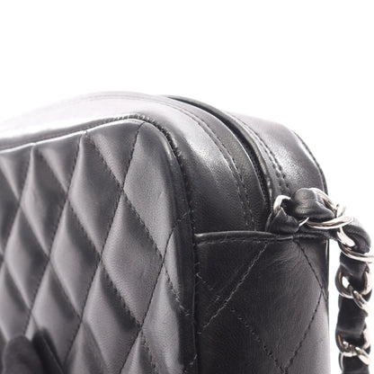 マトラッセ チェーンショルダーバッグ ラムスキン ブラック シルバー金具 シャネル バッグ CHANEL