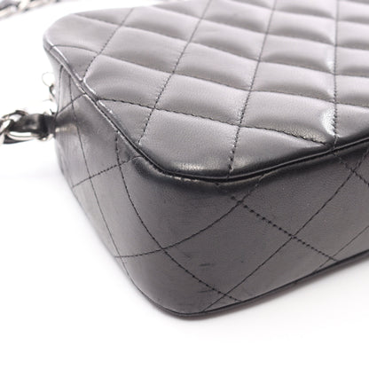 マトラッセ チェーンショルダーバッグ ラムスキン ブラック シルバー金具 シャネル バッグ CHANEL