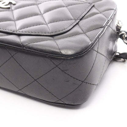 マトラッセ チェーンショルダーバッグ ラムスキン ブラック シルバー金具 シャネル バッグ CHANEL