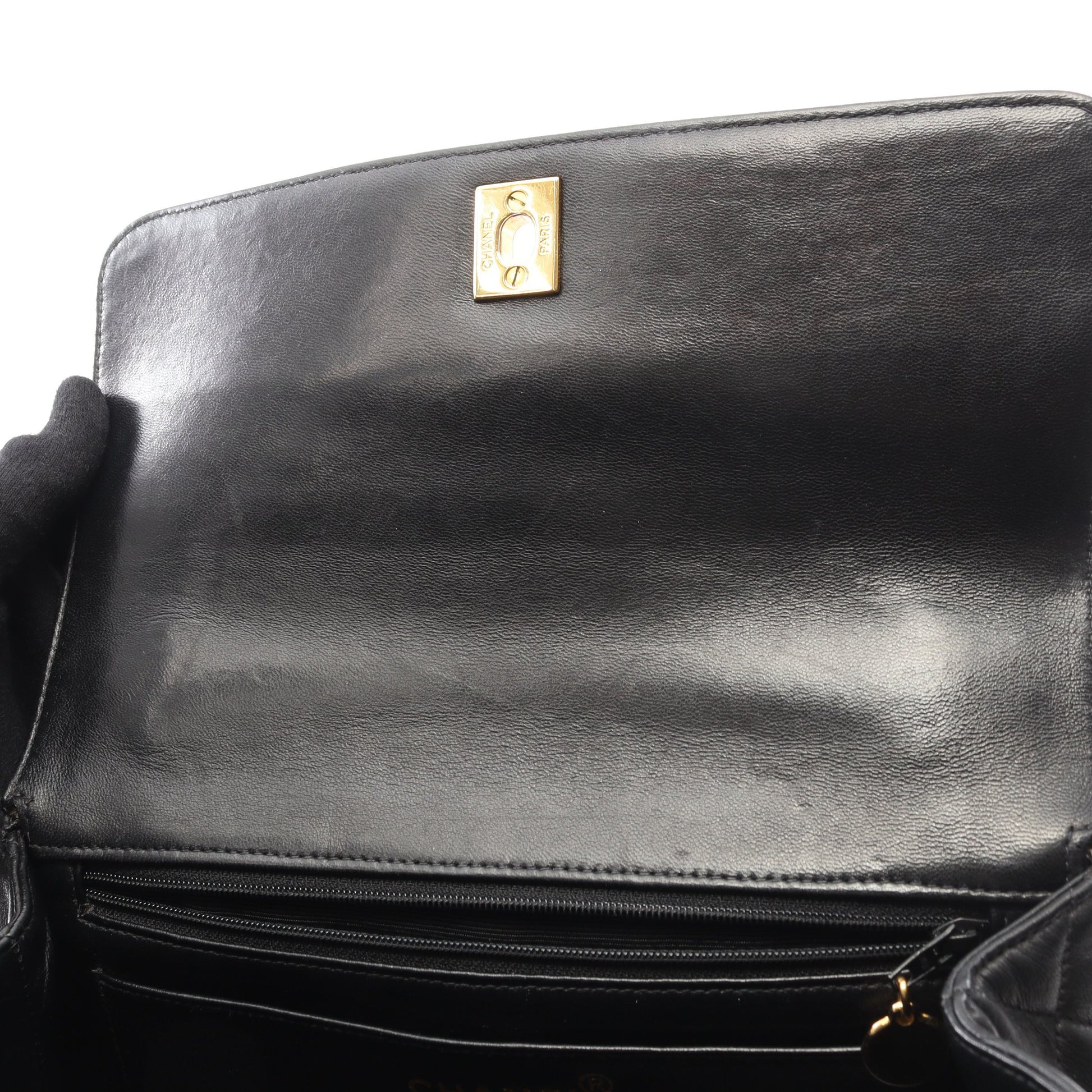 マトラッセ ハンドバッグ ラムスキン ブラック ゴールド金具 シャネル バッグ CHANEL