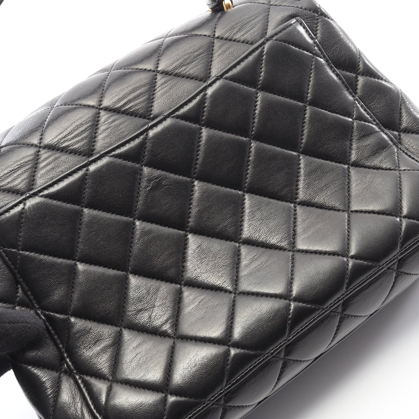 マトラッセ ハンドバッグ ラムスキン ブラック ゴールド金具 シャネル バッグ CHANEL