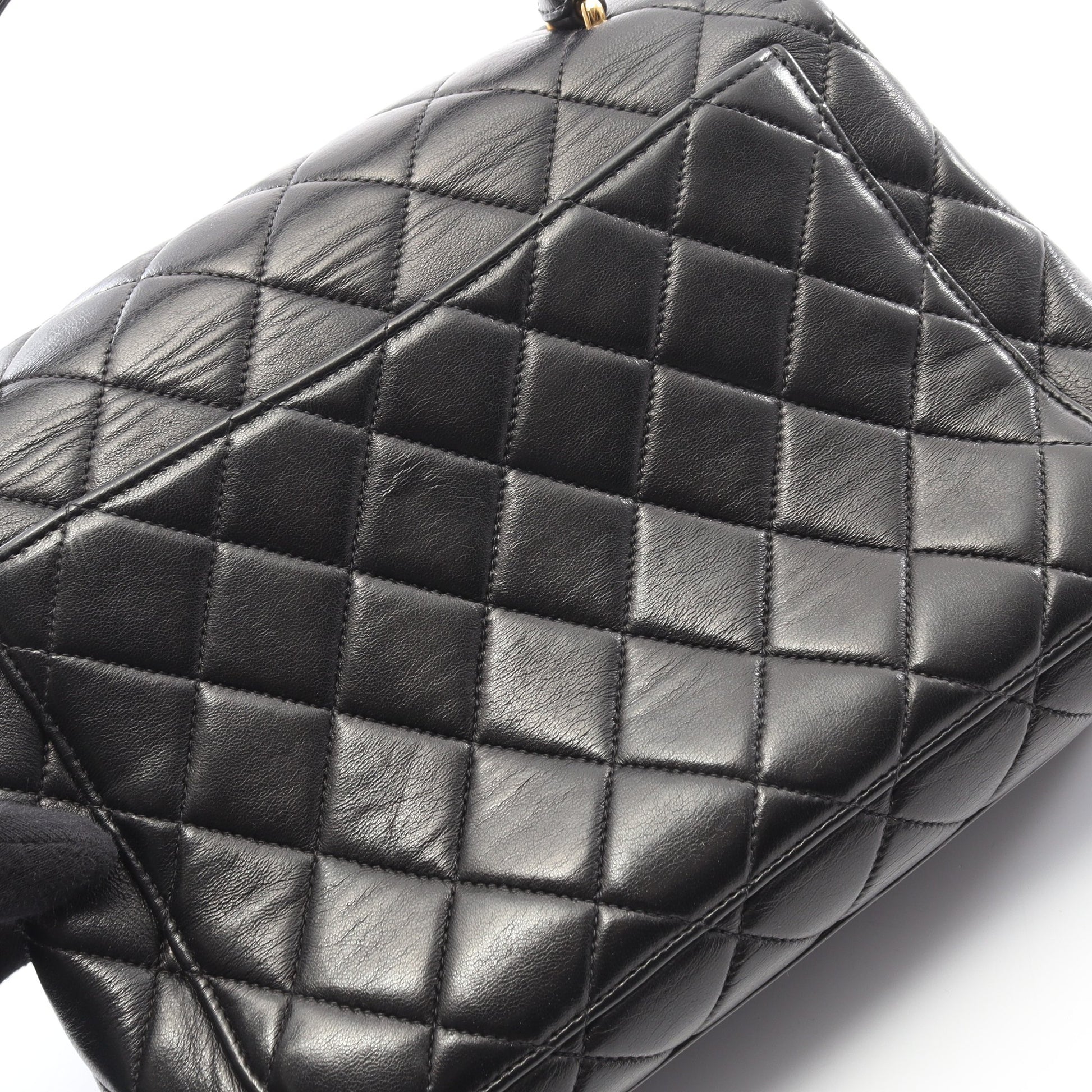 マトラッセ ハンドバッグ ラムスキン ブラック ゴールド金具 シャネル バッグ CHANEL