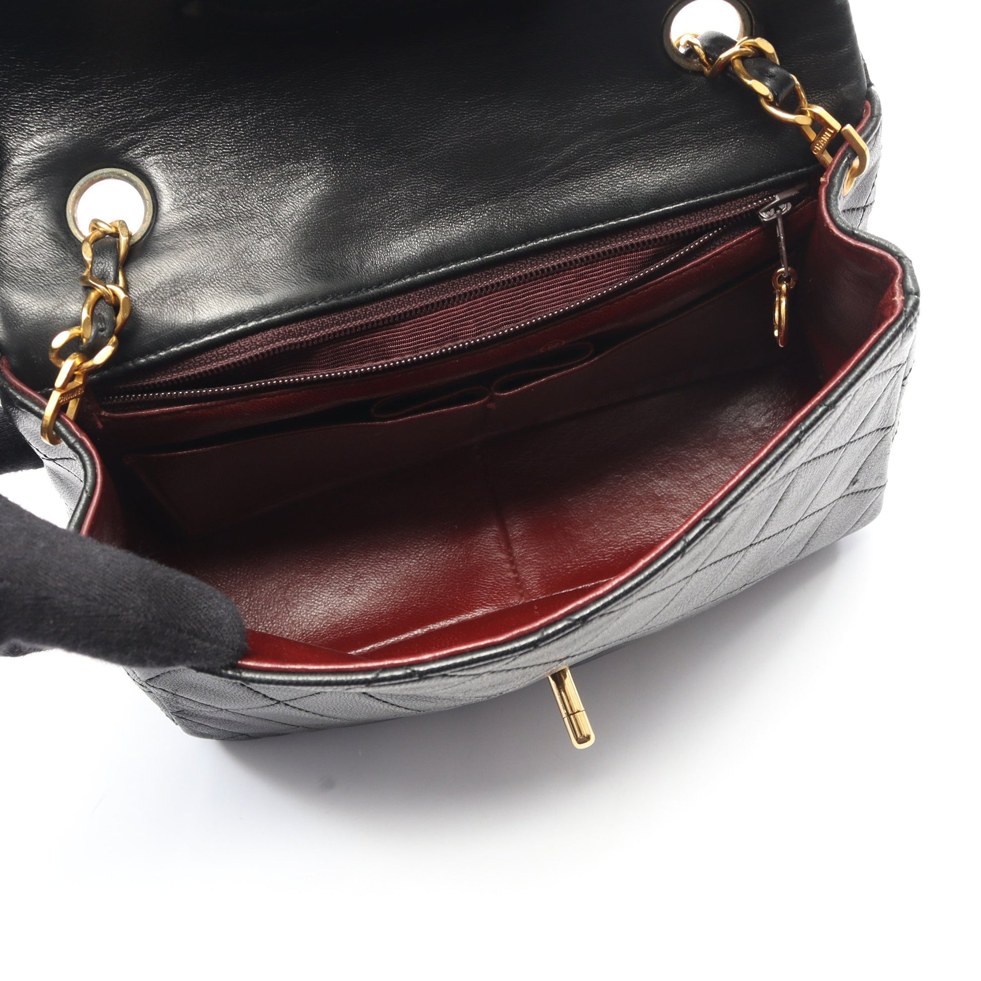 ミニマトラッセ20 チェーンショルダーバッグ ラムスキン ブラック ゴールド金具 ヴィンテージ シャネル バッグ CHANEL