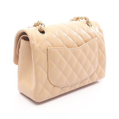 マトラッセ Wフラップ Wチェーンショルダーバッグ キャビアスキン ベージュ ゴールド金具 シャネル バッグ CHANEL