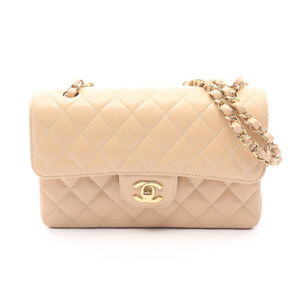 マトラッセ Wフラップ Wチェーンショルダーバッグ キャビアスキン ベージュ ゴールド金具 シャネル バッグ CHANEL