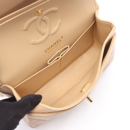 マトラッセ Wフラップ Wチェーンショルダーバッグ キャビアスキン ベージュ ゴールド金具 シャネル バッグ CHANEL