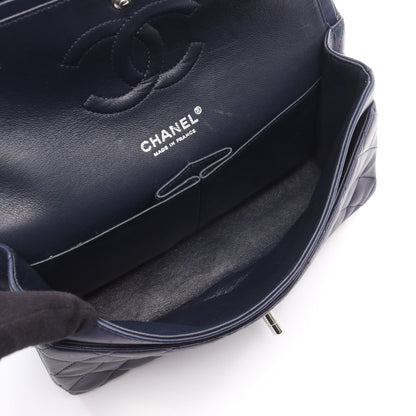 マトラッセ Wフラップ Wチェーンショルダーバッグ ラムスキン ネイビー シルバー金具 シャネル バッグ CHANEL