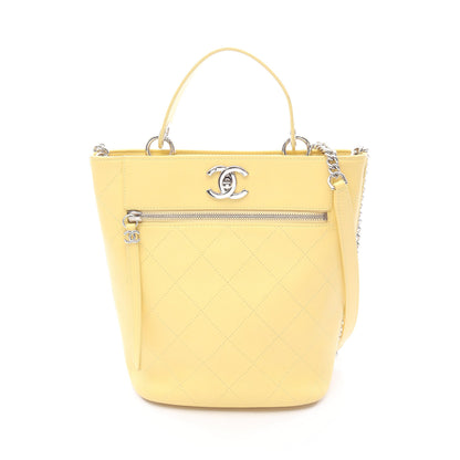 マトラッセ バケット チェーンショルダーバッグ レザー イエロー シルバー金具 2WAY シャネル バッグ CHANEL