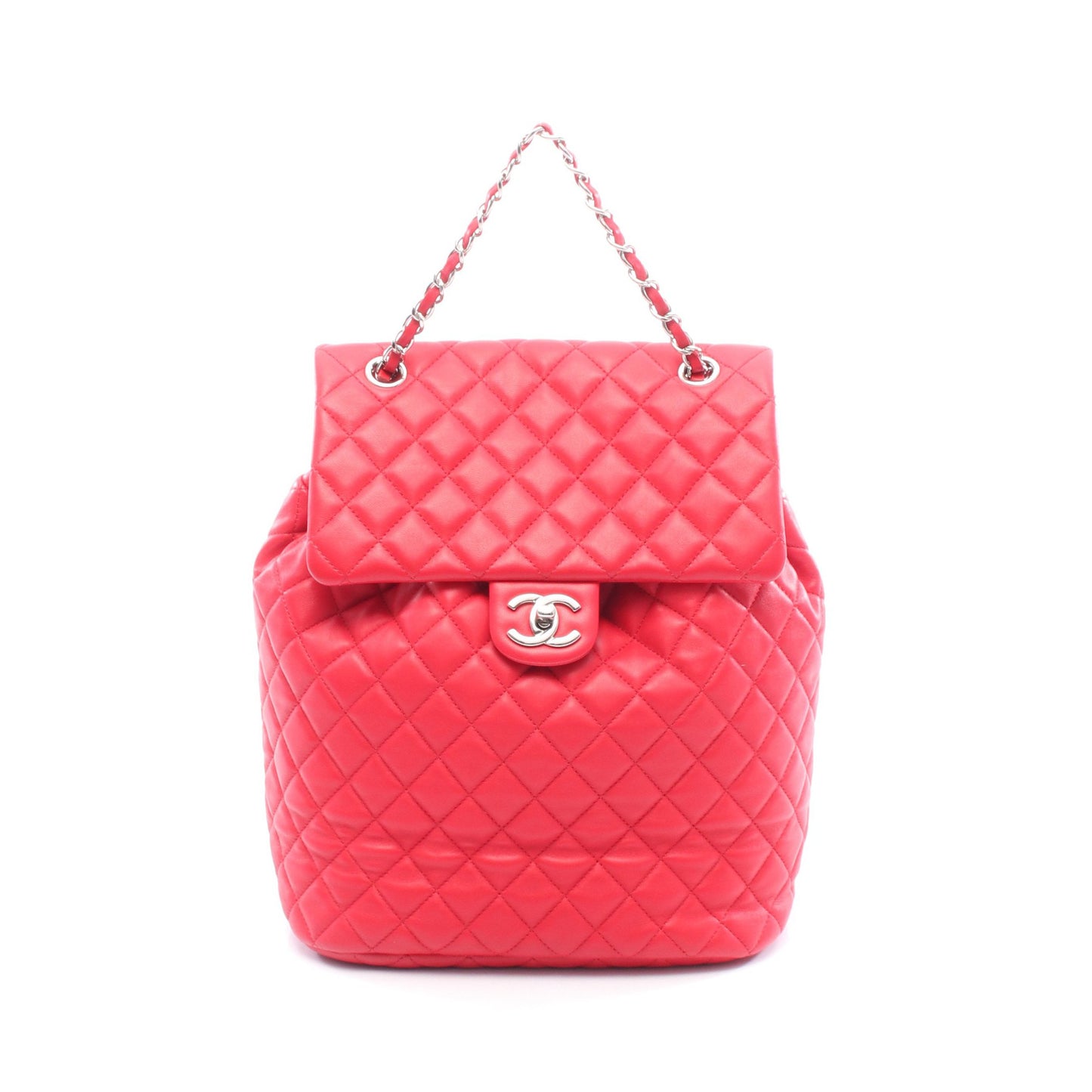 マトラッセ バックパック リュックサック ラムスキン レッド シルバー金具 シャネル バッグ CHANEL