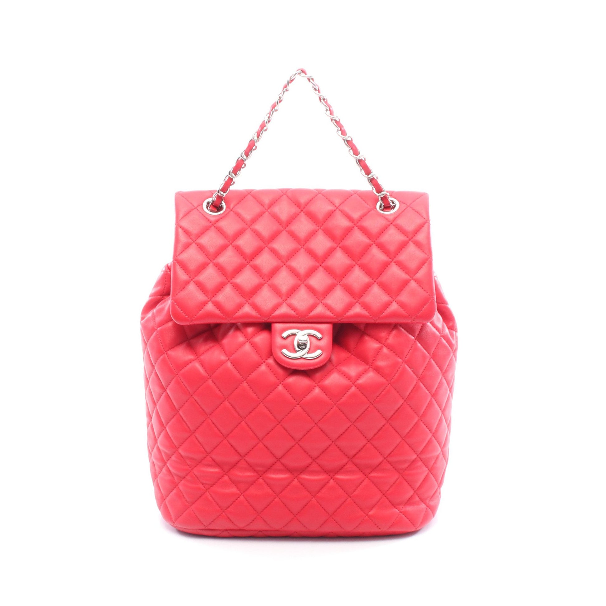 マトラッセ バックパック リュックサック ラムスキン レッド シルバー金具 シャネル バッグ CHANEL