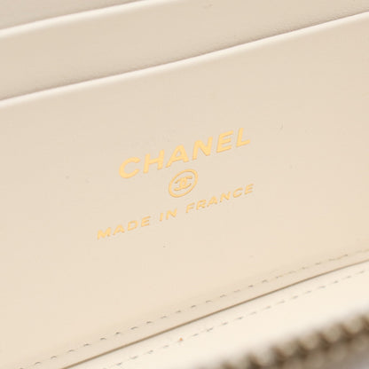 バニティ チェーンショルダーバッグ トランプモチーフ キャビアスキン ホワイト ゴールド金具 シャネル バッグ CHANEL