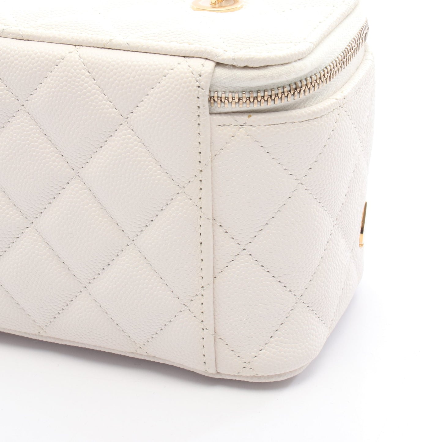 バニティ チェーンショルダーバッグ トランプモチーフ キャビアスキン ホワイト ゴールド金具 シャネル バッグ CHANEL