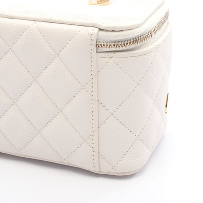 バニティ チェーンショルダーバッグ トランプモチーフ キャビアスキン ホワイト ゴールド金具 シャネル バッグ CHANEL