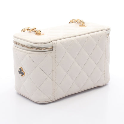バニティ チェーンショルダーバッグ トランプモチーフ キャビアスキン ホワイト ゴールド金具 シャネル バッグ CHANEL