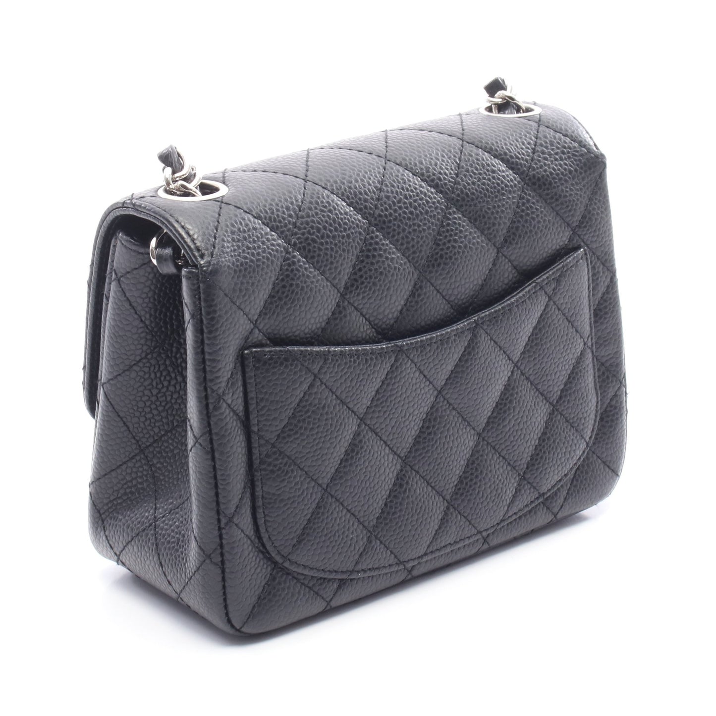 ミニマトラッセ チェーンショルダーバッグ キャビアスキン ブラック シルバー金具 シャネル バッグ CHANEL
