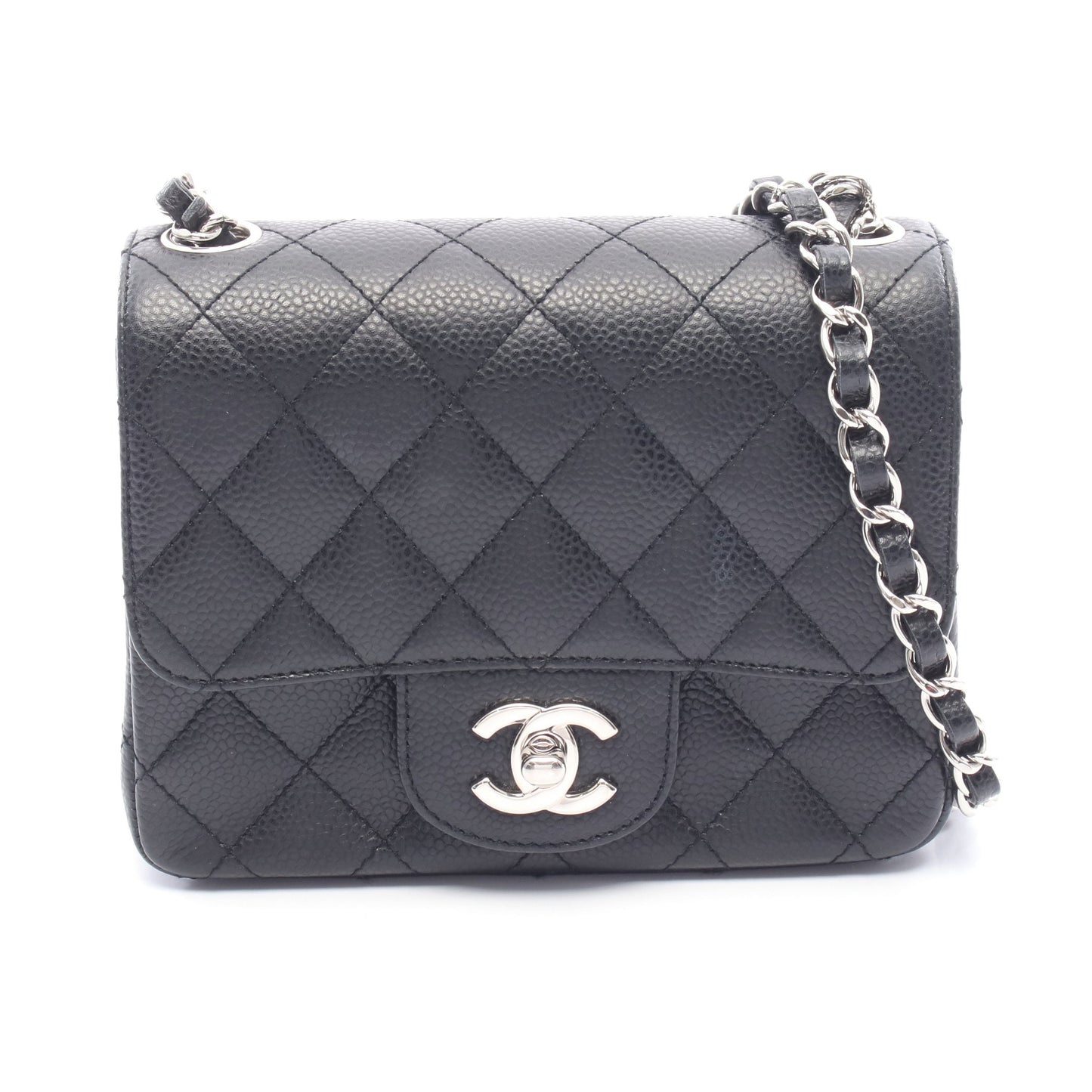 ミニマトラッセ チェーンショルダーバッグ キャビアスキン ブラック シルバー金具 シャネル バッグ CHANEL