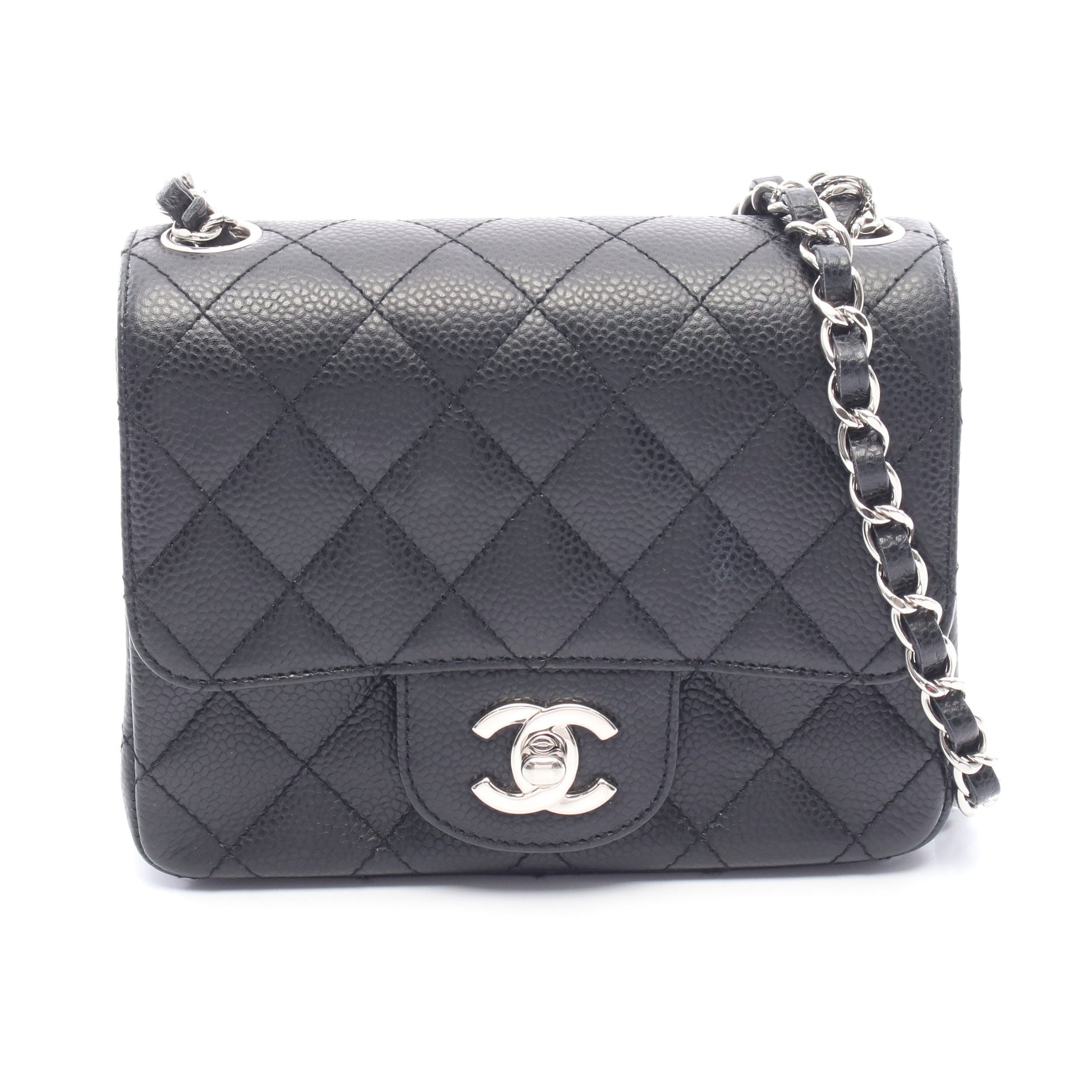 ミニマトラッセ チェーンショルダーバッグ キャビアスキン ブラック シルバー金具 シャネル バッグ CHANEL