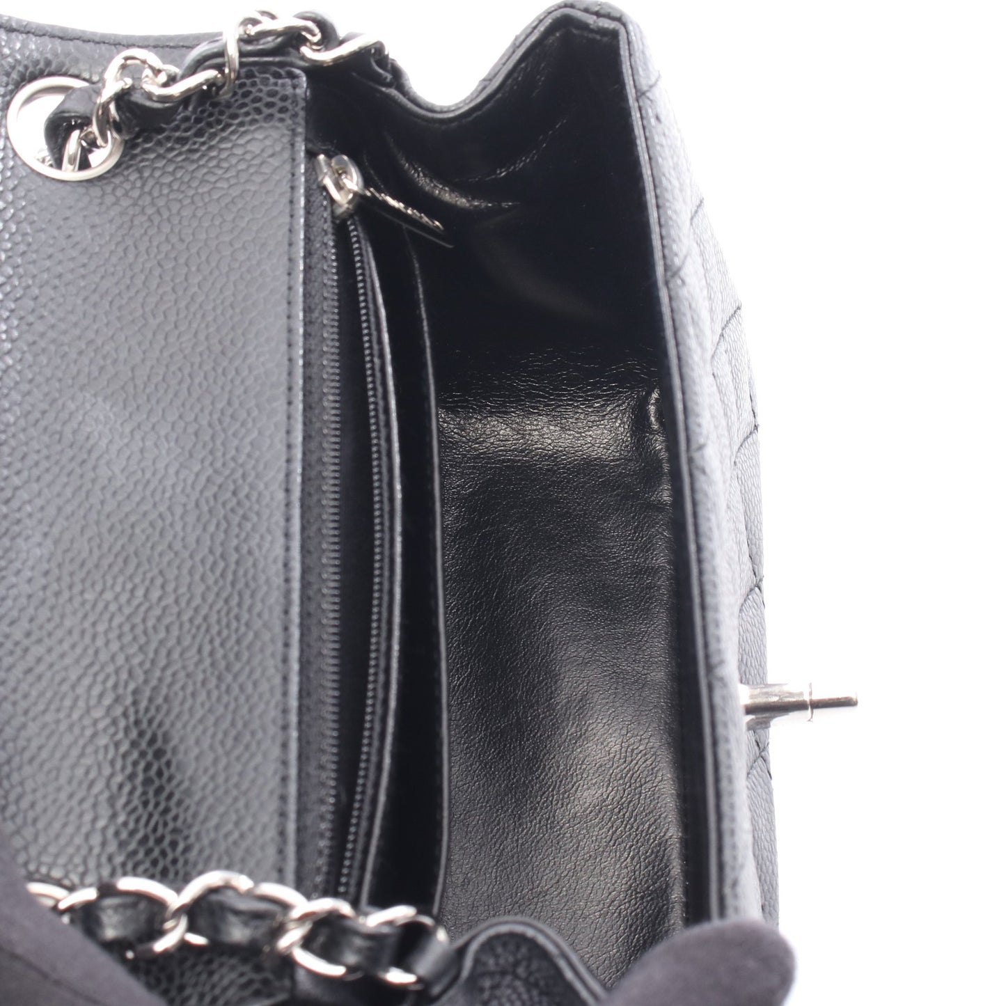 ミニマトラッセ チェーンショルダーバッグ キャビアスキン ブラック シルバー金具 シャネル バッグ CHANEL