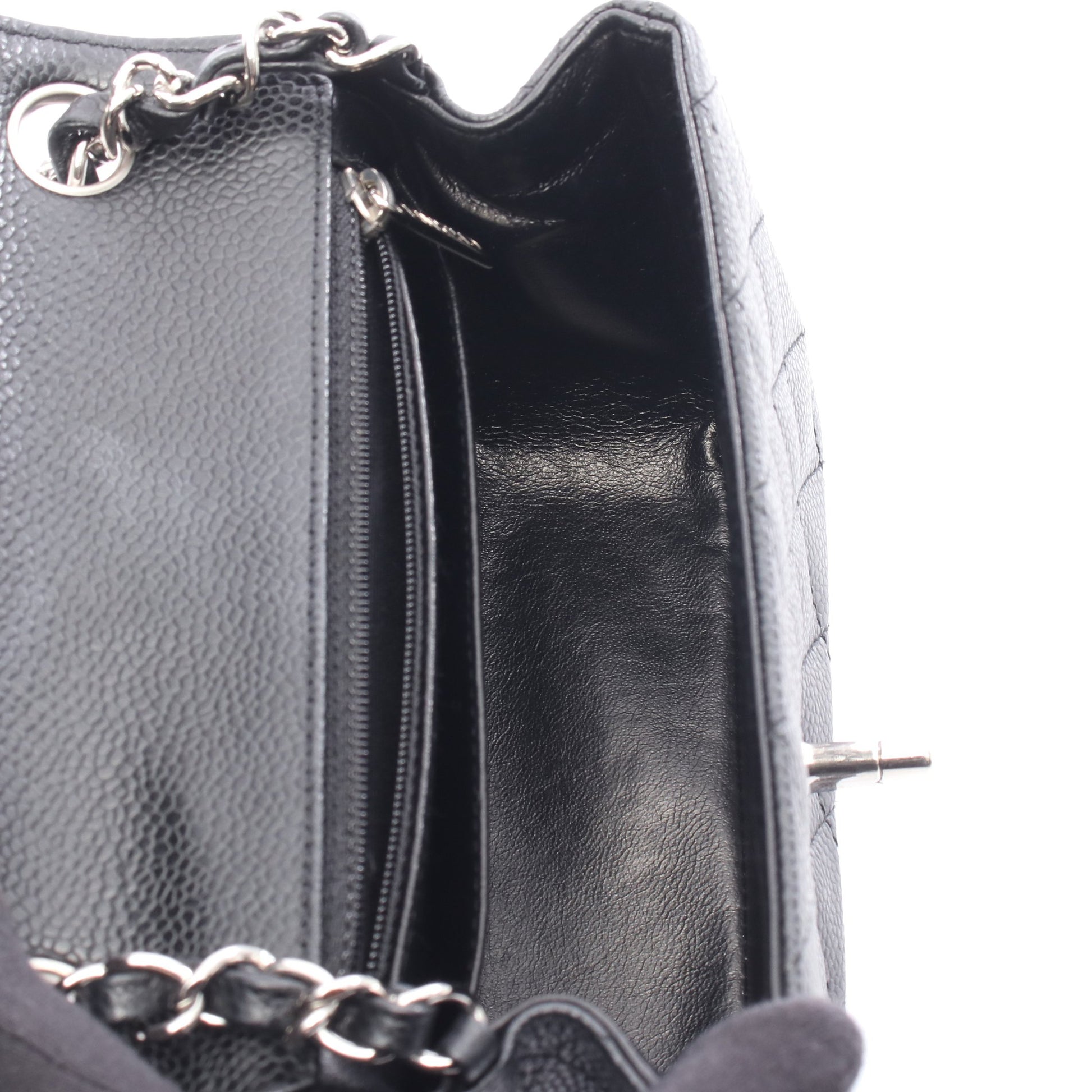 ミニマトラッセ チェーンショルダーバッグ キャビアスキン ブラック シルバー金具 シャネル バッグ CHANEL