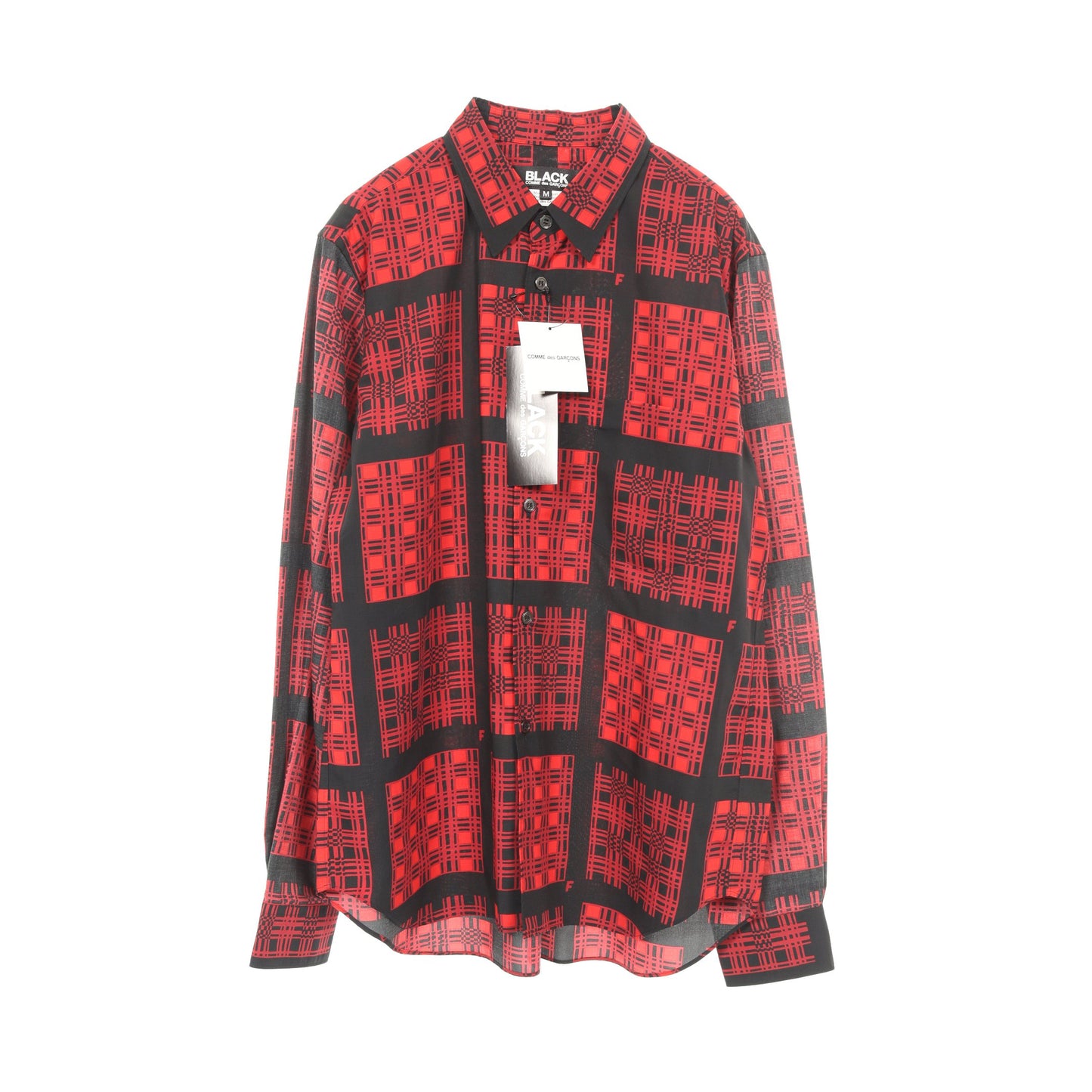チェック 総柄 シャツ 長袖 レッド ブラック ブラックコムデギャルソン トップス BLACK COMME des GARCONS