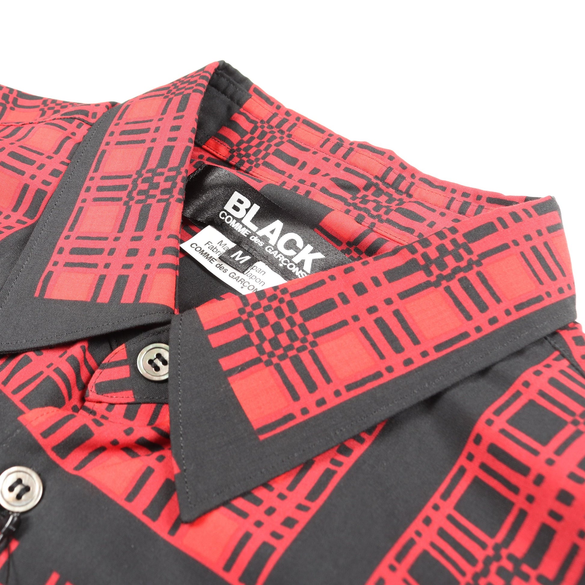 チェック 総柄 シャツ 長袖 レッド ブラック ブラックコムデギャルソン トップス BLACK COMME des GARCONS
