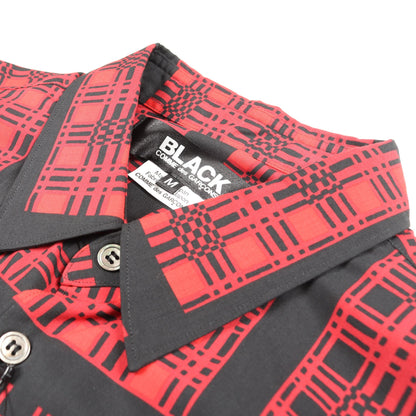 チェック 総柄 シャツ 長袖 レッド ブラック ブラックコムデギャルソン トップス BLACK COMME des GARCONS