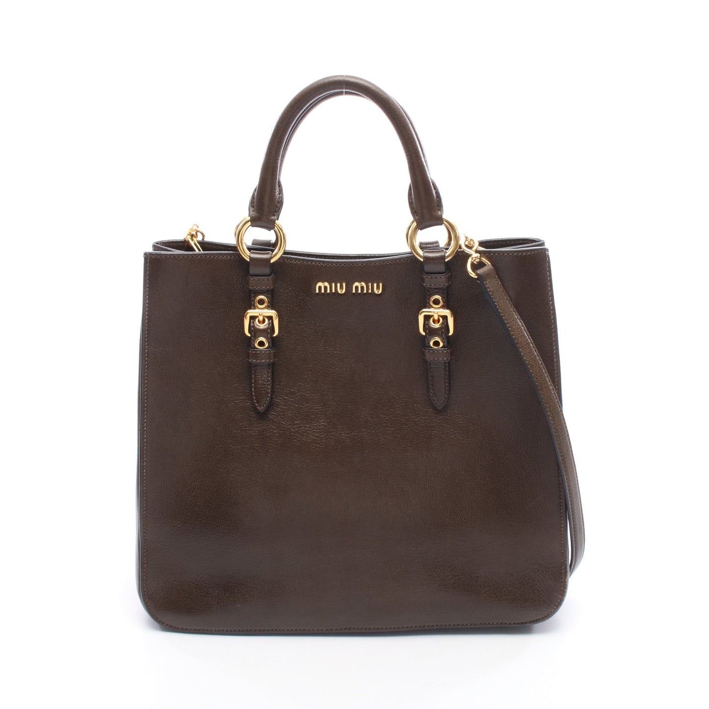 MADRAS マドラス 2WAY ハンドバッグ トートバッグ レザー ダークブラウン ミュウミュウ バッグ miu miu