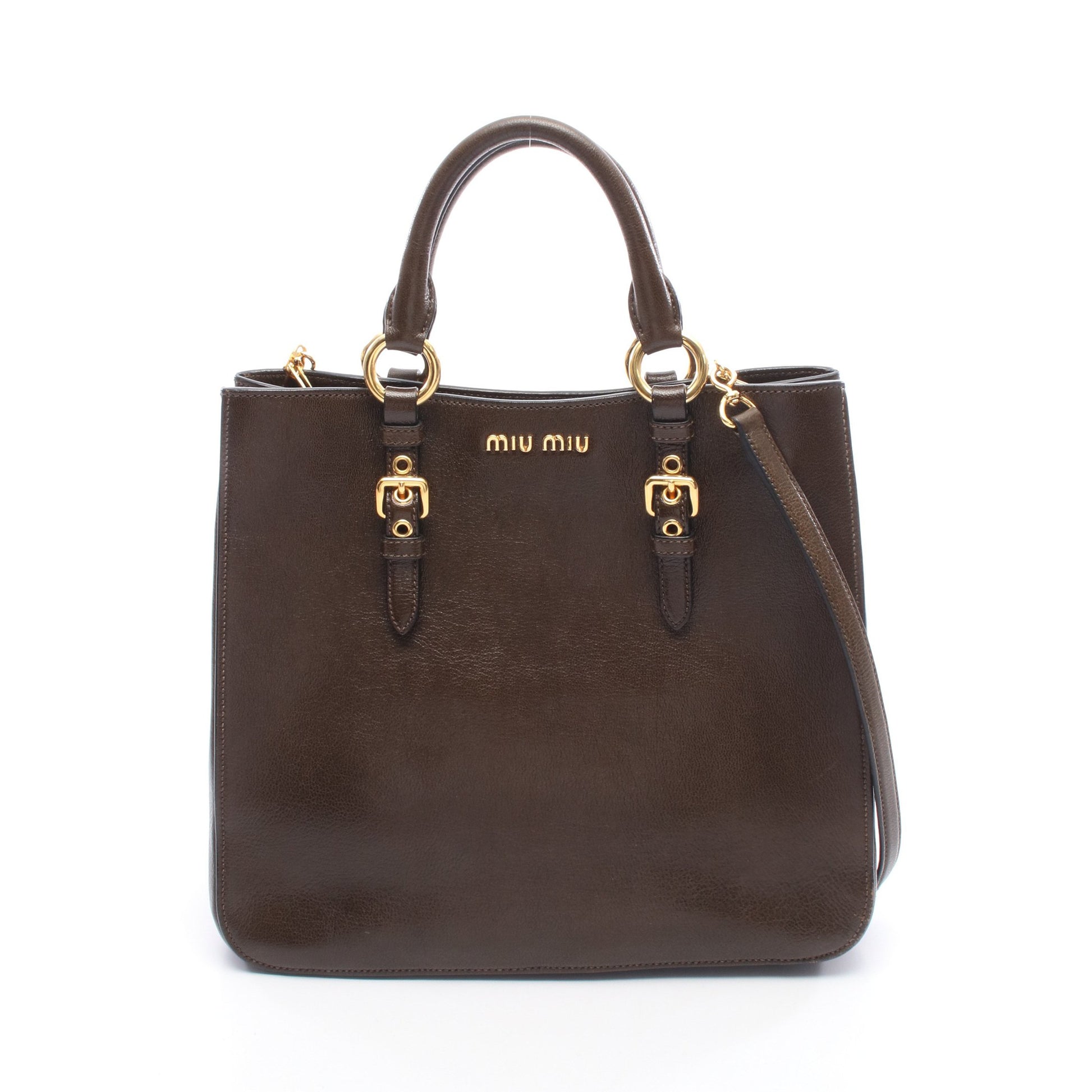MADRAS マドラス 2WAY ハンドバッグ トートバッグ レザー ダークブラウン ミュウミュウ バッグ miu miu