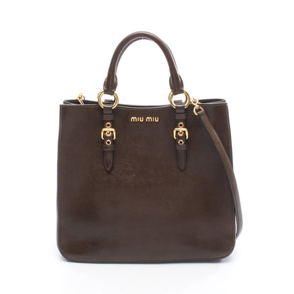 MADRAS マドラス 2WAY ハンドバッグ トートバッグ レザー ダークブラウン ミュウミュウ バッグ miu miu