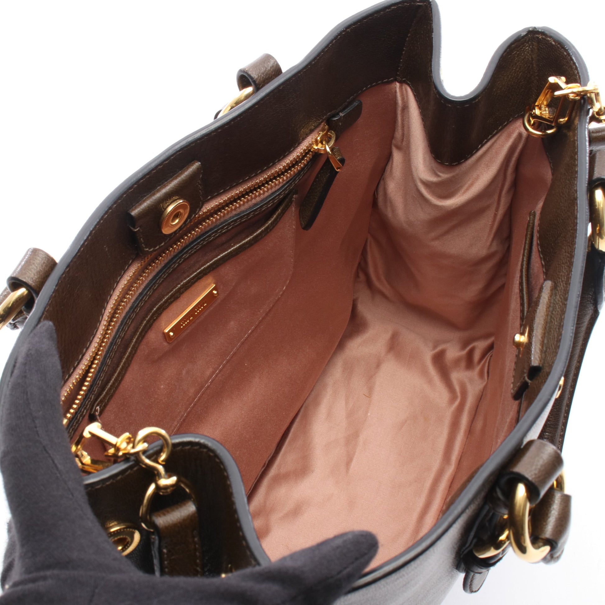 MADRAS マドラス 2WAY ハンドバッグ トートバッグ レザー ダークブラウン ミュウミュウ バッグ miu miu