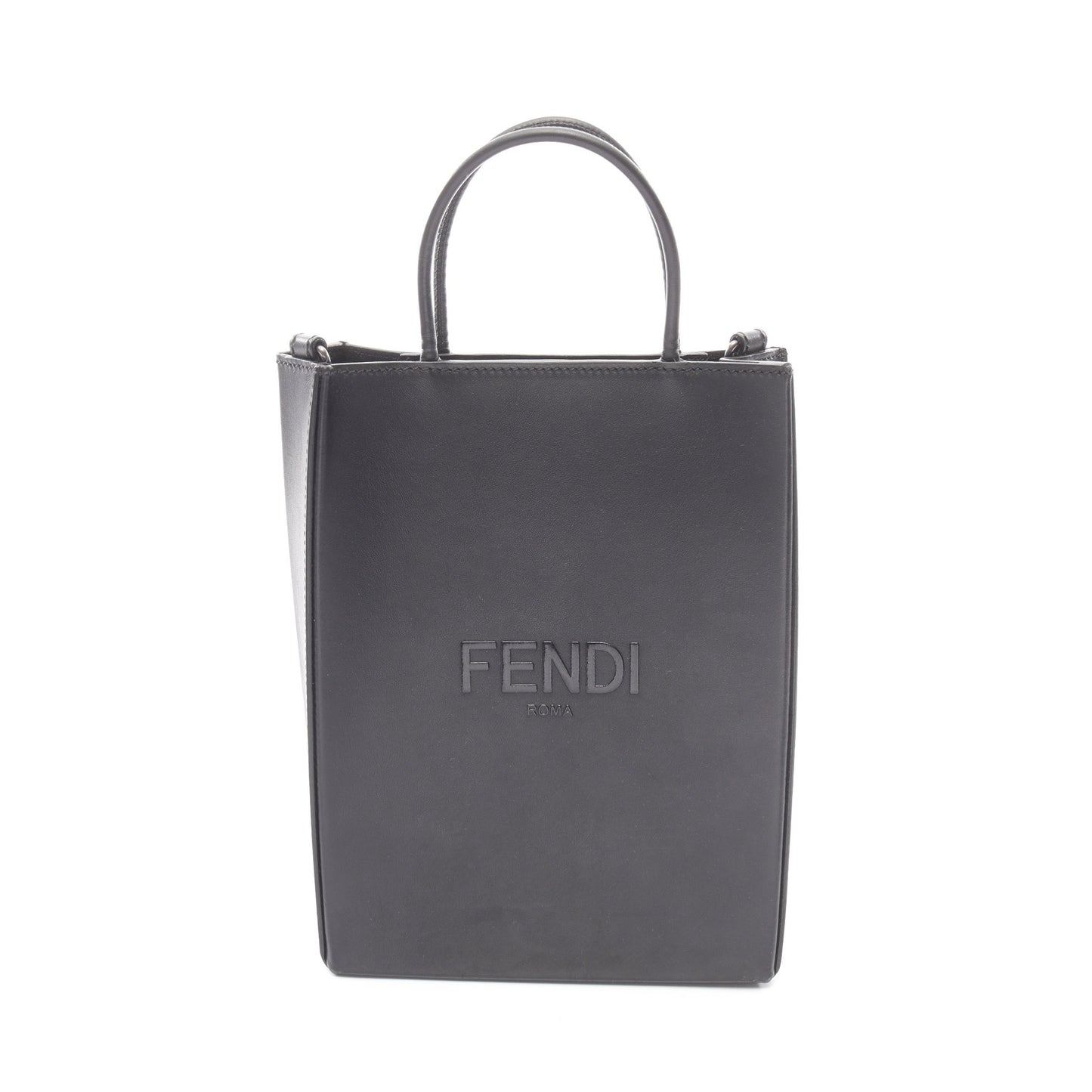 パック ショッピングバッグ スモール ハンドバッグ レザー ブラック フェンディ バッグ FENDI