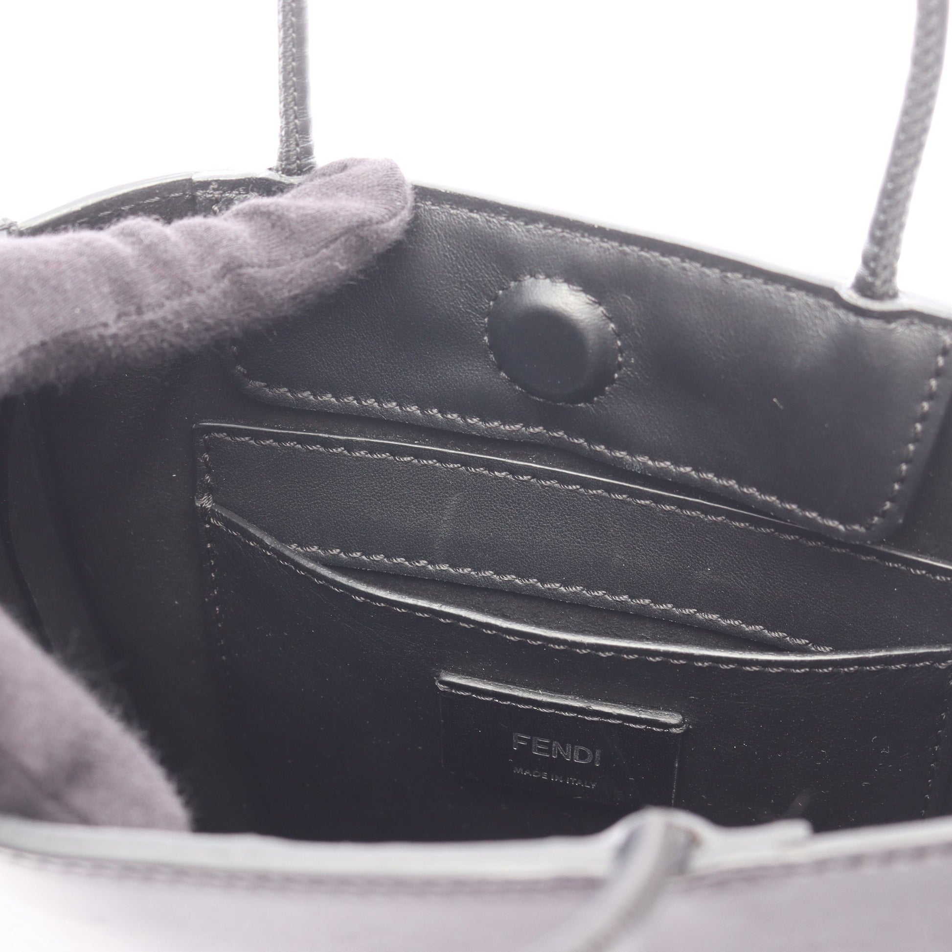 パック ショッピングバッグ スモール ハンドバッグ レザー ブラック フェンディ バッグ FENDI