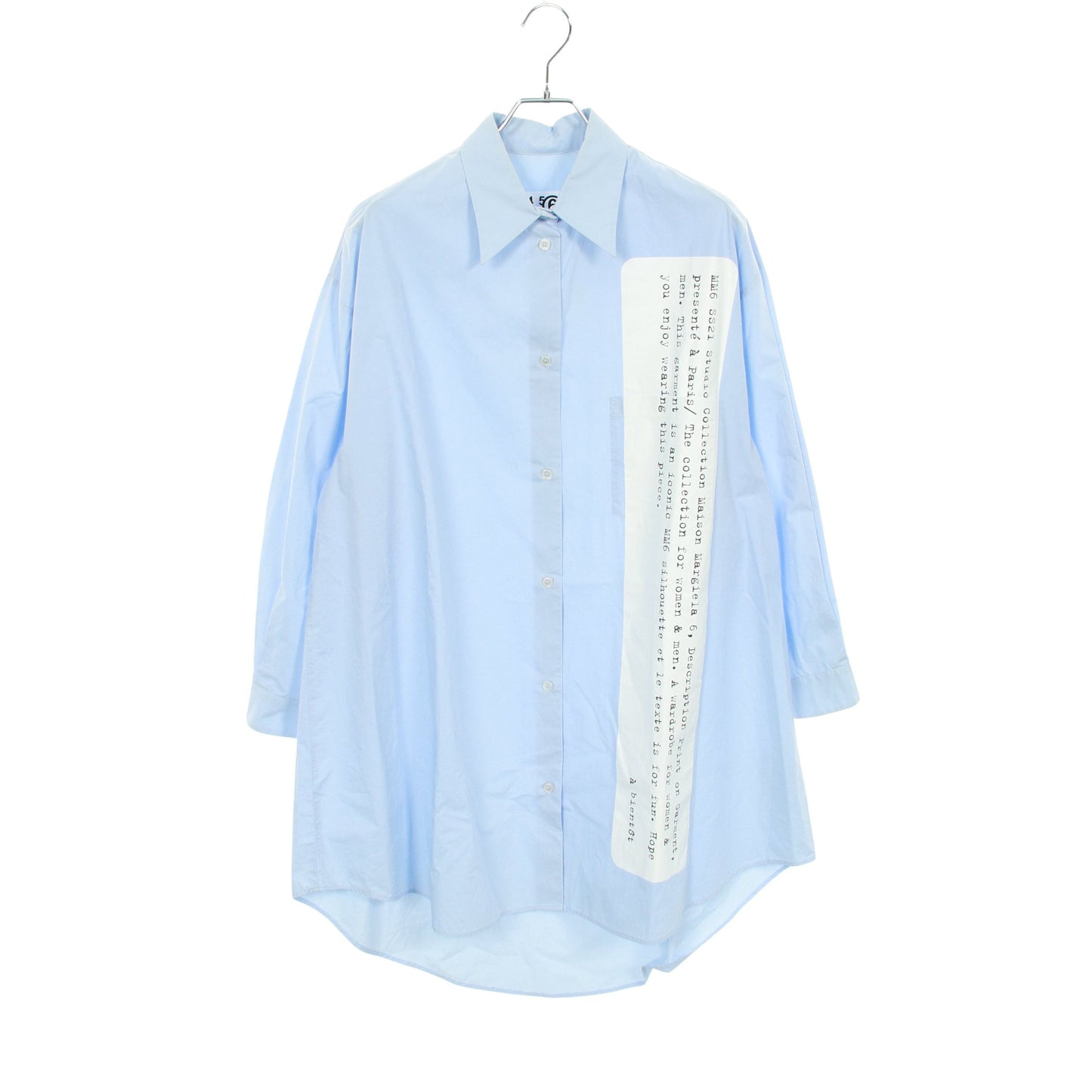 シャツワンピース 長袖 コットン ライトブルー エムエムシックスメゾンマルジェラ ワンピース MM6 MAISON MARGIELA