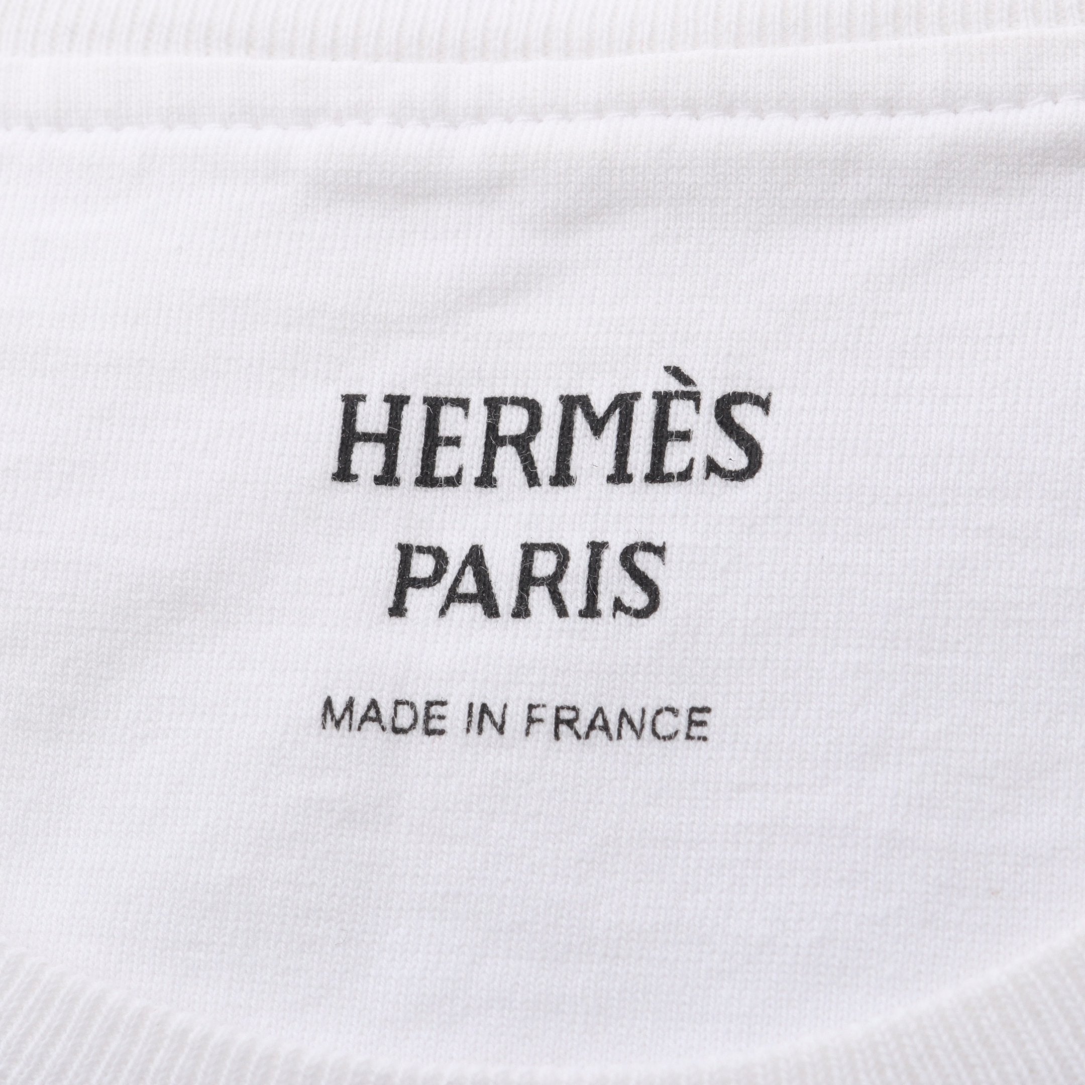 モザイク H刺繍 Tシャツ 半袖Tシャツ クルーネック コットン ホワイト