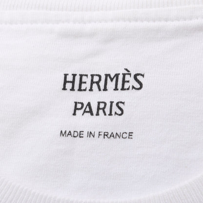 モザイク H刺繍 Tシャツ 半袖Tシャツ クルーネック コットン ホワイト エルメス トップス HERMES