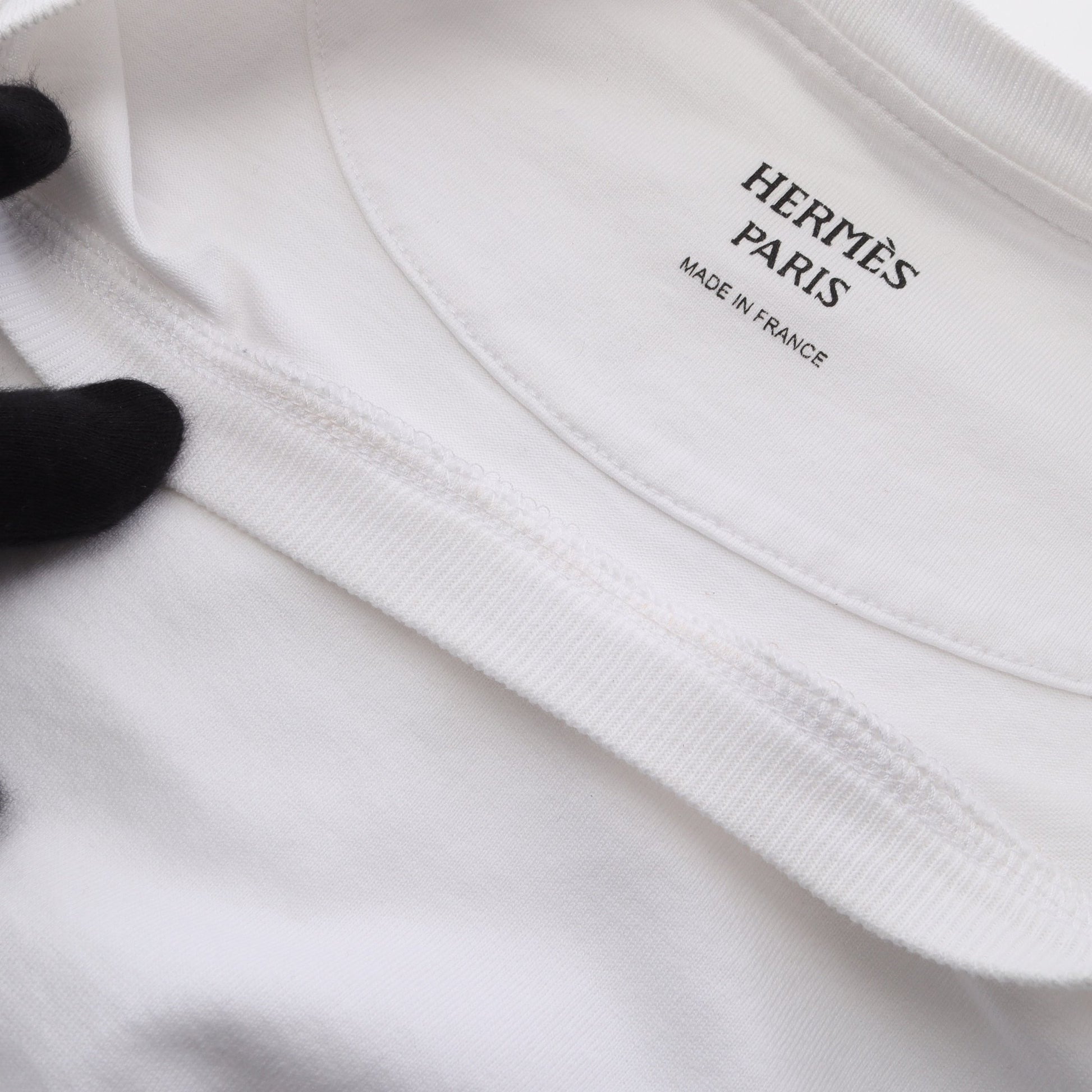 モザイク H刺繍 Tシャツ 半袖Tシャツ クルーネック コットン ホワイト エルメス トップス HERMES