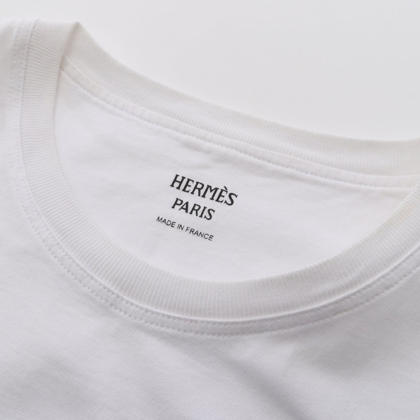 モザイク H刺繍 Tシャツ 半袖Tシャツ クルーネック コットン ホワイト エルメス トップス HERMES