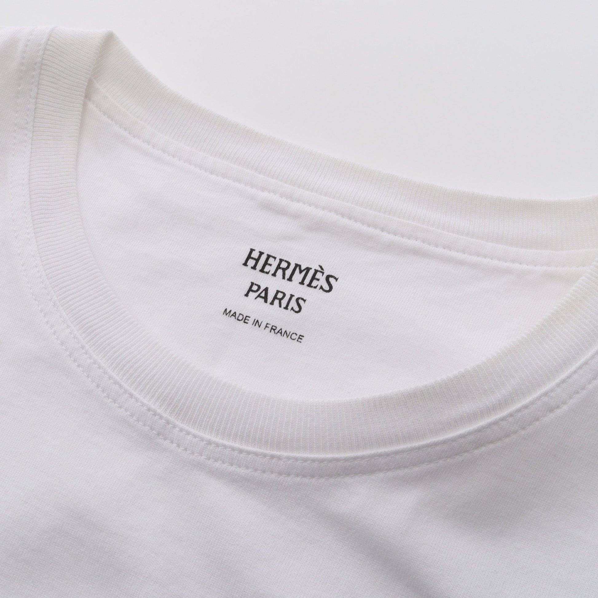 モザイク H刺繍 Tシャツ 半袖Tシャツ クルーネック コットン ホワイト エルメス トップス HERMES