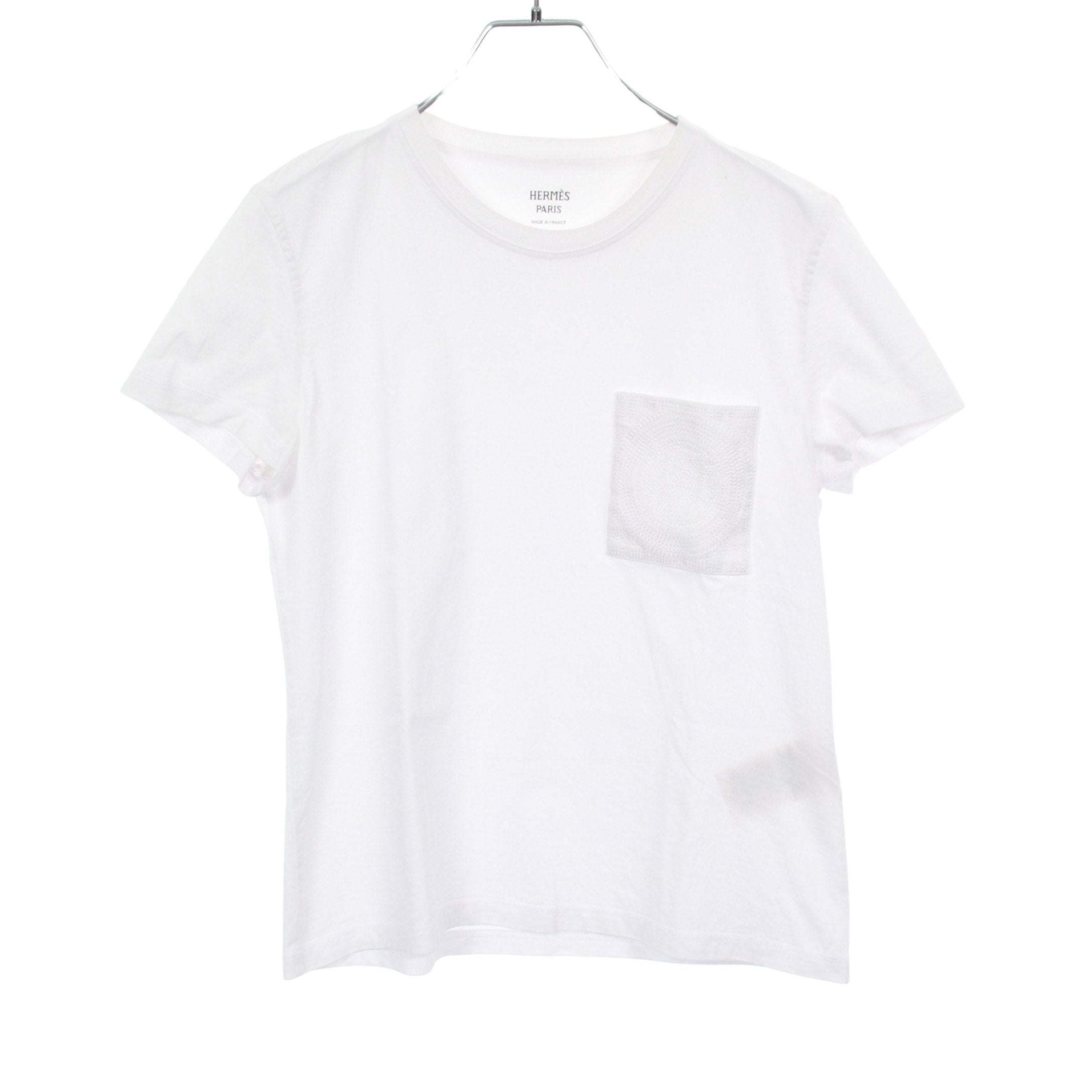 HERMES エルメス カットソー モザイク H刺繍 モザイク H刺繍 Tシャツ 半袖Tシャツ クルーネック コットン ホワイト