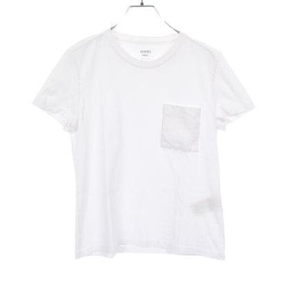 モザイク H刺繍 Tシャツ 半袖Tシャツ クルーネック コットン ホワイト エルメス トップス HERMES