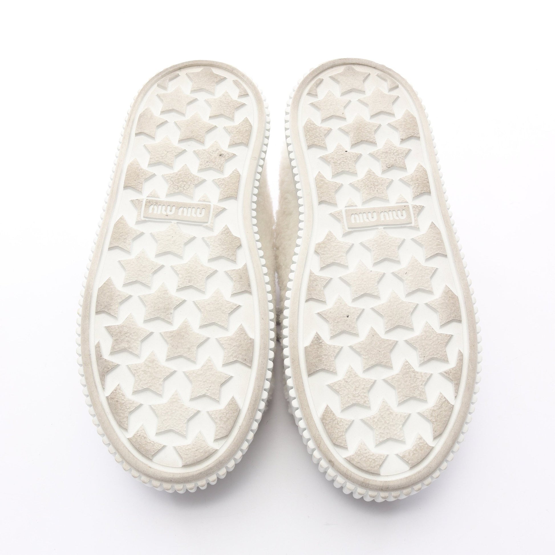 スニーカー ボア レザー ホワイト ミュウミュウ シューズ miu miu