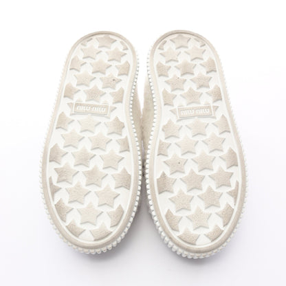 スニーカー ボア レザー ホワイト ミュウミュウ シューズ miu miu