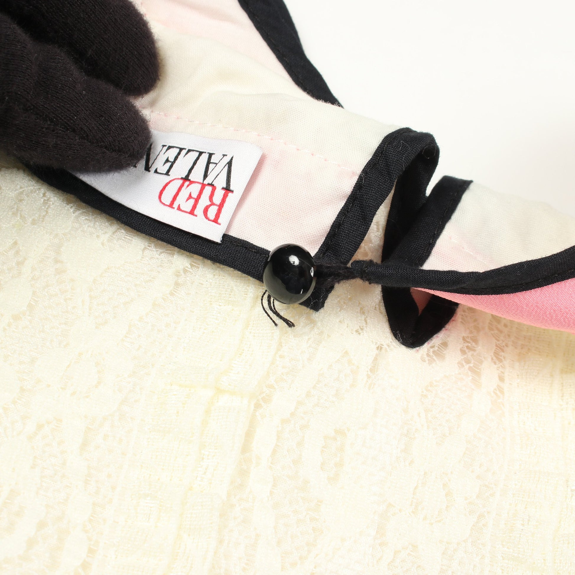 レース切替 ワンピース レーヨン ナイロン オフホワイト ブラック ピンク レッドヴァレンティノ ワンピース RED VALENTINO