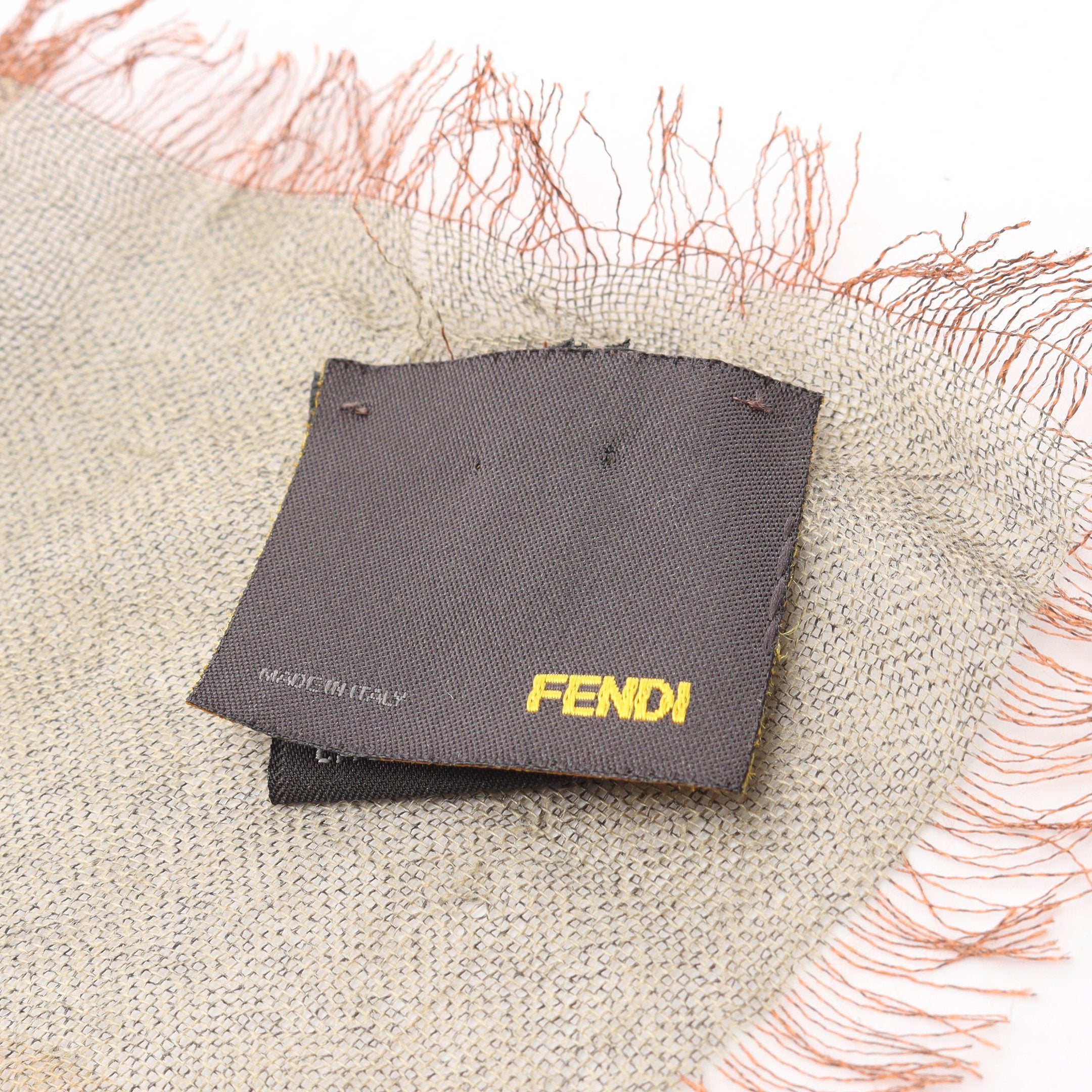 FENDI カシミヤシルクストール ストール ショール ストライプ カシミヤ シルク ブラウン マルチカラー