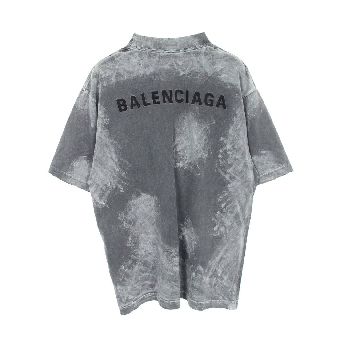 ロゴ刺繍 Tシャツ 半袖Tシャツ クルーネック コットン ダークグレー ヴィンテージ加工 バレンシアガ トップス BALENCIAGA