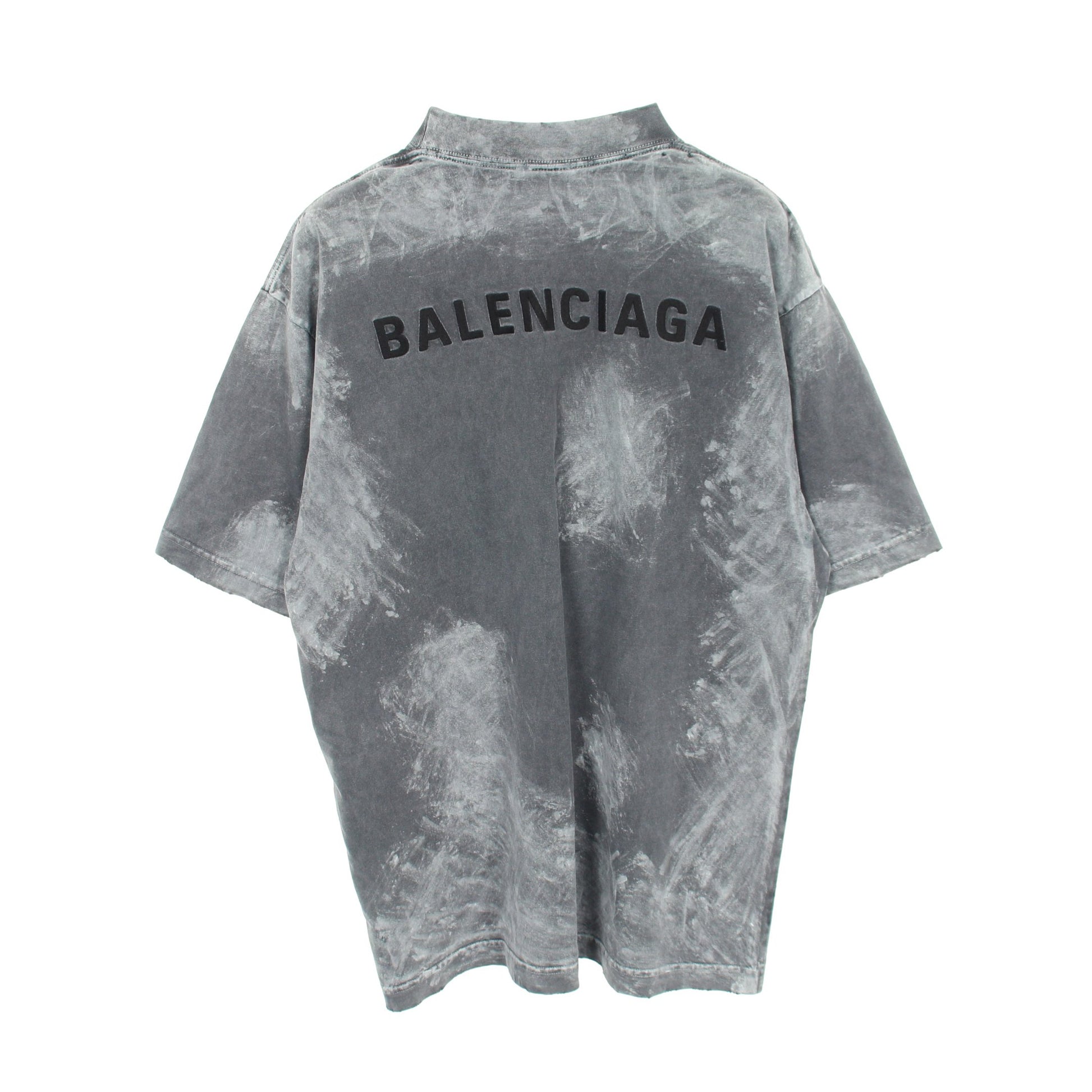ロゴ刺繍 Tシャツ 半袖Tシャツ クルーネック コットン ダークグレー ヴィンテージ加工 バレンシアガ トップス BALENCIAGA
