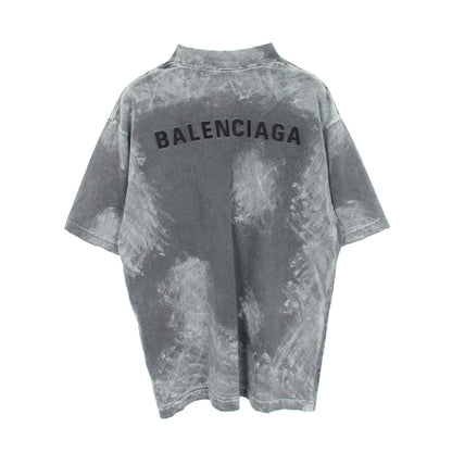 ロゴ刺繍 Tシャツ 半袖Tシャツ クルーネック コットン ダークグレー ヴィンテージ加工 バレンシアガ トップス BALENCIAGA