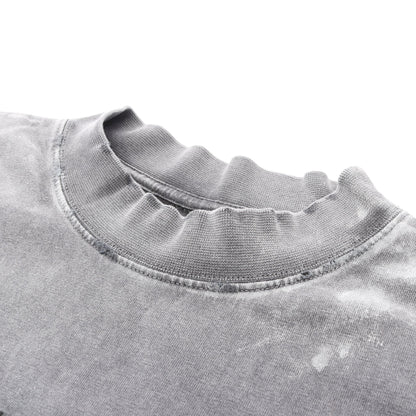 ロゴ刺繍 Tシャツ 半袖Tシャツ クルーネック コットン ダークグレー ヴィンテージ加工 バレンシアガ トップス BALENCIAGA